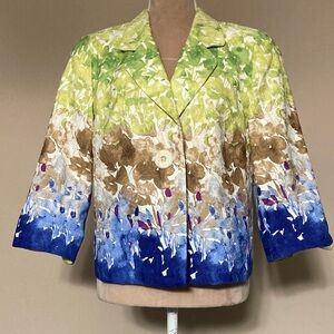 Coldwater Creek Green and Blue Floral Blazer
